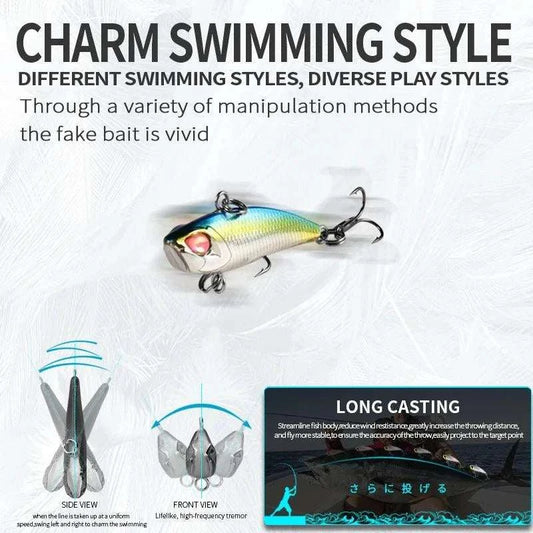 BearKing A+ Vib Blade Bait showcasing diverse swimming styles for effective fishing.