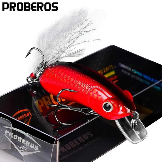 PRO BEROS Multi-Species Fishing Frog Wobbler, 2.5-inch lure with high carbon steel treble hook, vibrant red color.