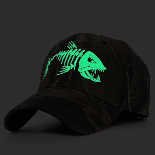 Luminous Embroidery Fishing Cap Green Camouflage