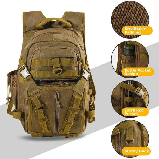 Goture Reflective Fishing Tackle Bag with waterproof nylon, ergonomic design, and extra-large capacity for anglers.