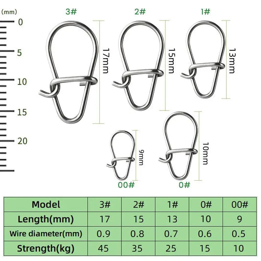 DNDYUJU 100X Fishing Nice Hooked Snap Pin 304 - Nex Fisher Hub