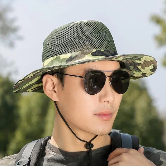 New Summer Cool Mountaineering Cap: Breathable Mesh Sun Hat for Men with Large Brim