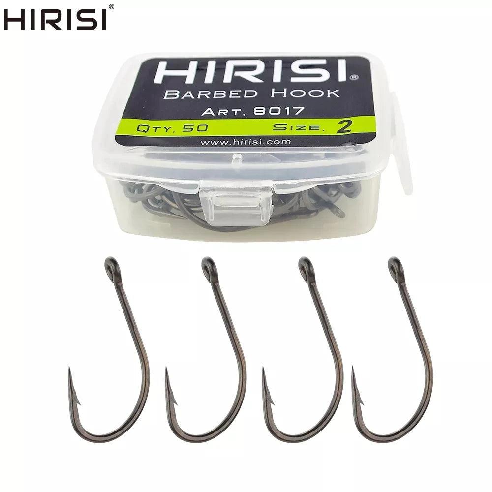 carp fishing hook Hirisi 50 Pcs Carp Fishing Coating High Carbon Stainless Steel Barbed