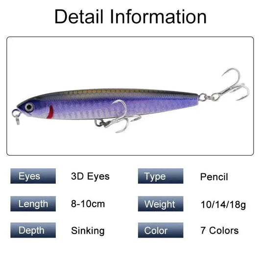 Aukuma XY-535 Sinking Pencil Bait Nex Fisher Hub