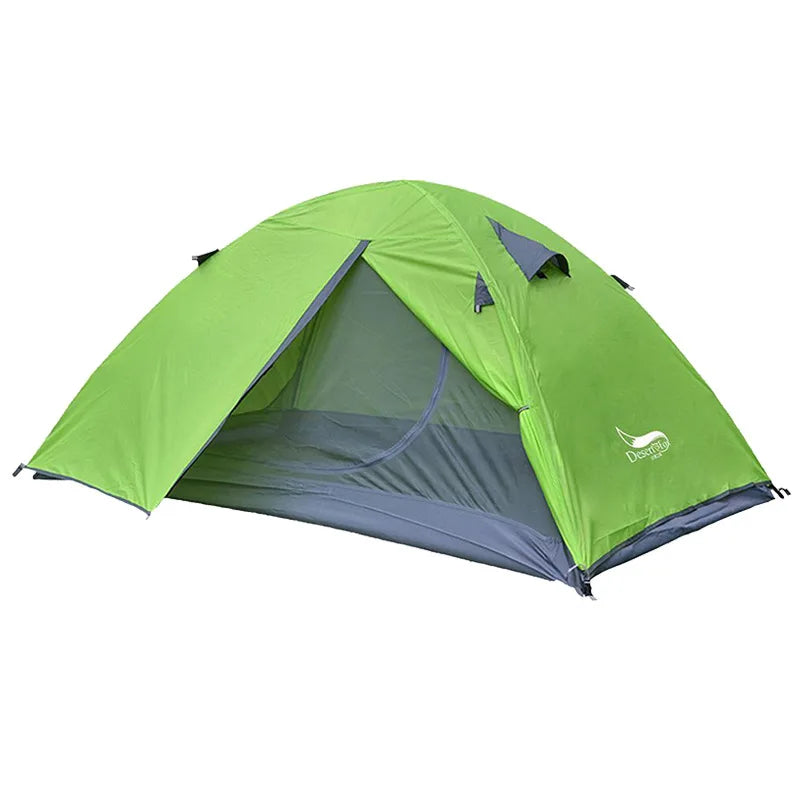 Green and gray tent on a white background