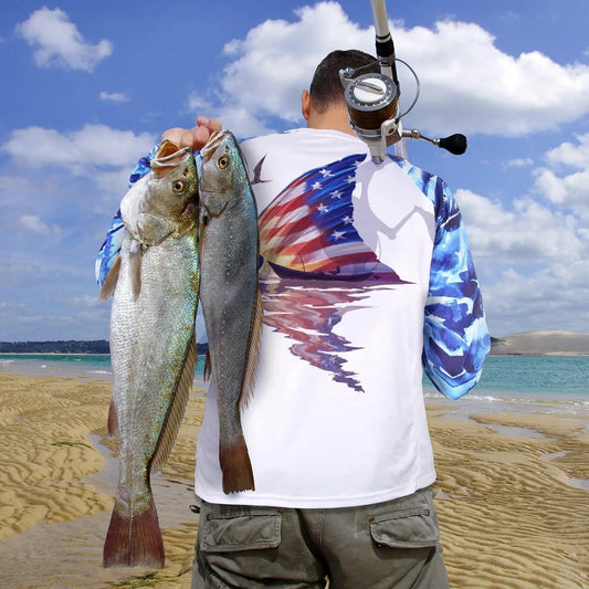 Camiseta de pesca pelágica con camuflaje UV, ropa de pesca, camisetas de secado rápido, manga larga, sudadera con capucha para exteriores, protección solar UPF 50, ropa para hombre.