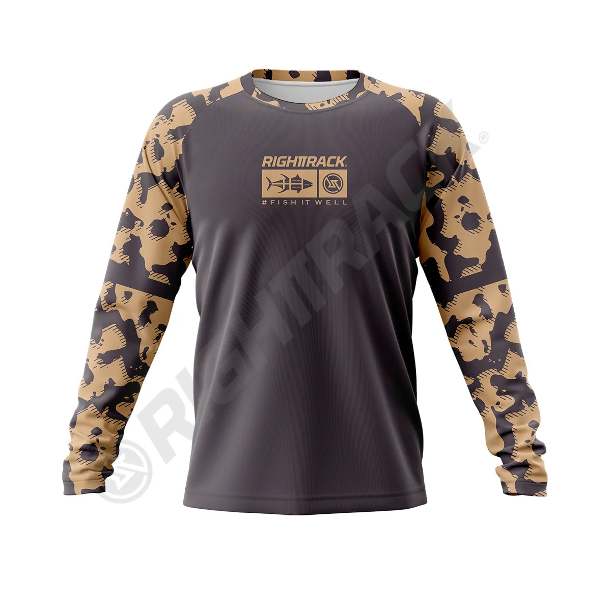 RightTrack Contrast Men's Long Sleeve Fishing Clothing: Breathable UPF 50+ Protection for Outdoor Activities