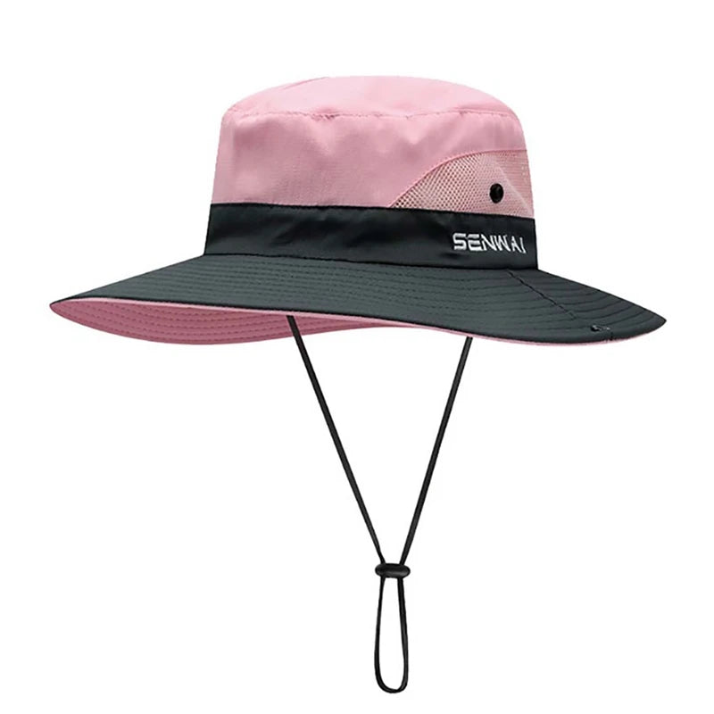 Outdoor Bucket Hat for Women: Quick-Drying, Wide Brim Sun Protection with Ponytail Hole And Chin Strap