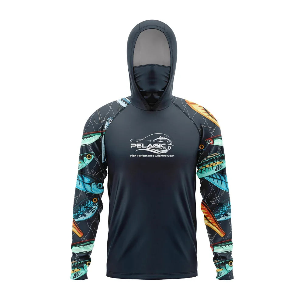 Pelagic Gear UPF 50+ Long Sleeve Hooded Fishing Shirt: Ultimate Sun 9 / L