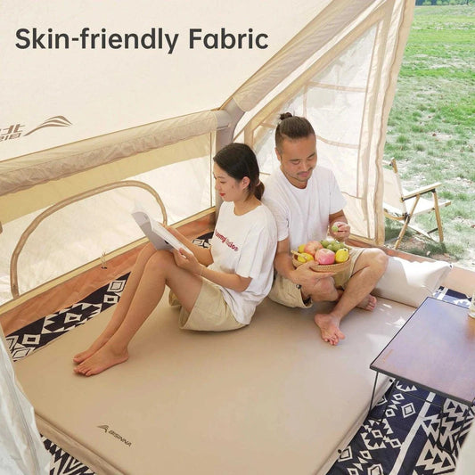 BSWolf Sleeping Pad Automatic Inflatable with skin-friendly fabric inside a tent.