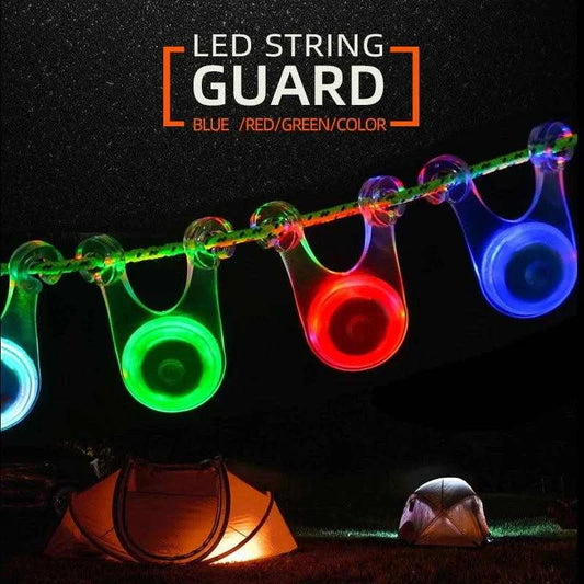 Pack of 10 waterproof LED tent lights in various colors for camping safety.