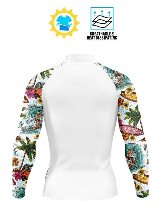 T-shirt anti-UV MALFC pour homme | Protection solaire UPF 50+ à manches longues pour le surf, la natation et la plongée avec tuba