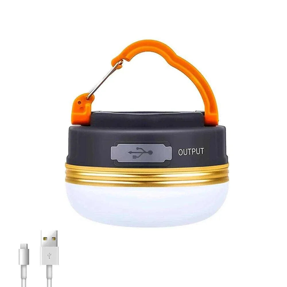 Waterproof and rechargeable LED lantern for hiking and camping, featuring USB charging and magnetic base.