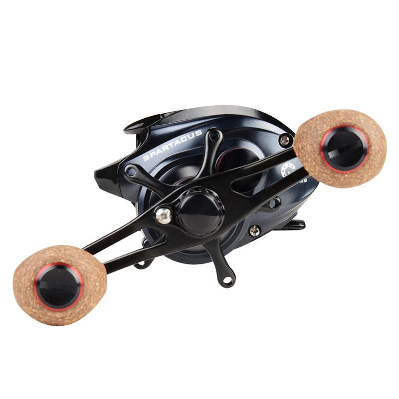 Kastking fishing line wheel double brake in black with cork handles, featuring 11+1 bearings and a 6.3:1 speed ratio.