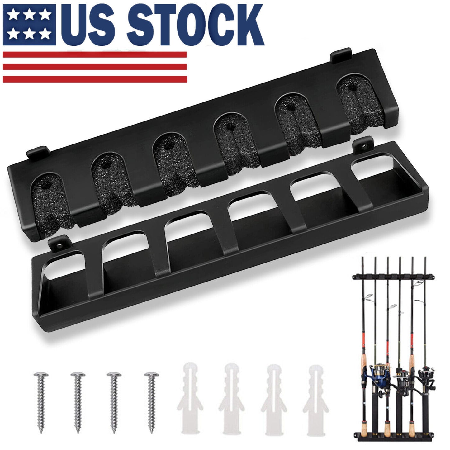 Fishing Rod Rack Vertical Holder For 6 Rods