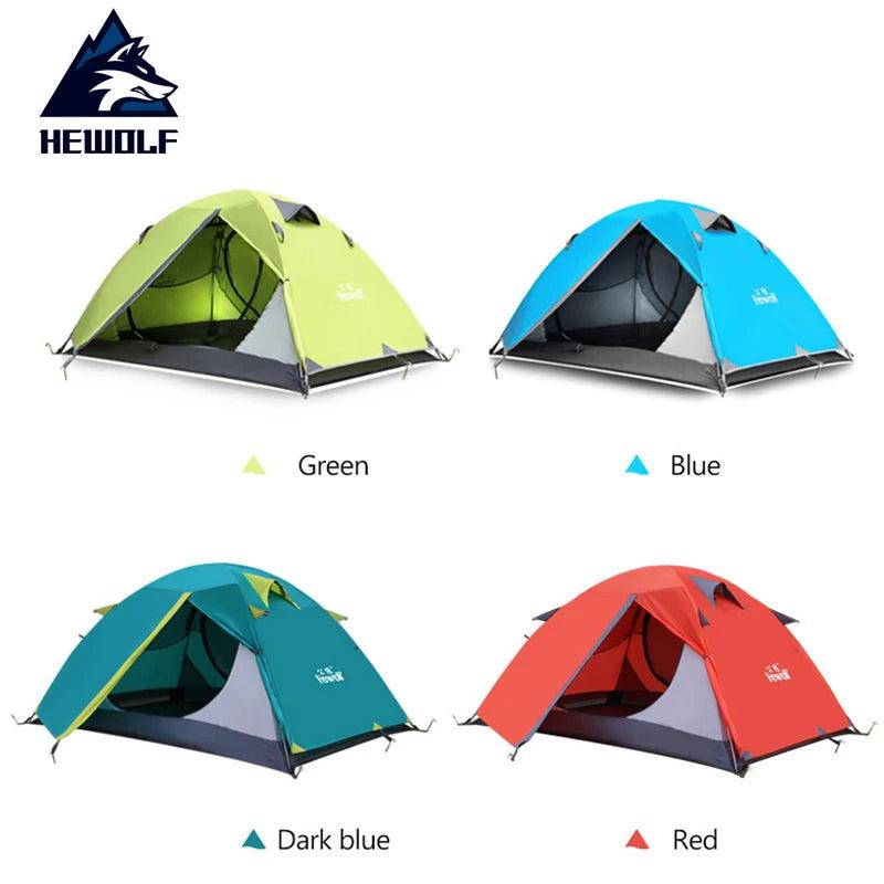 Hewolf Outdoor Camping Tent Double Layer Ultralight 2 Persons Tent Four Seasons Waterproof Breathable Winter Tent Camping Hike - Nex Fisher Hub