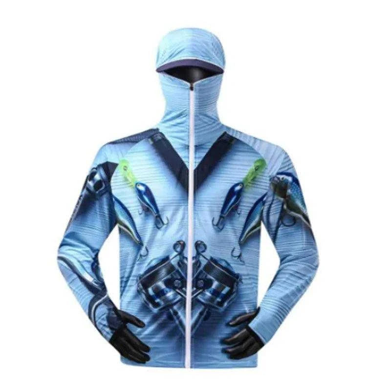 Long Sleeve Fishing Jerseys Quick Drying Sun Protection Fishing Shirt Newest Men's Fishing Clothing Hoodies With Zipper And Mask - Nex Fisher Hub