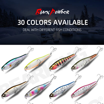 BEARKING BLACK POWDER Pencil Topwater Lure 87mm (3.43 inches) and 9.1g (0.32 ounces).: Professional Quality Walk-the-Dog Action