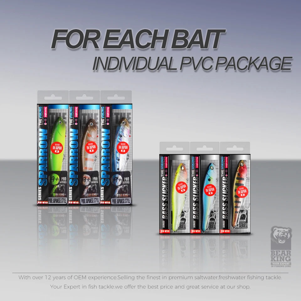 BEARKING BLACK POWDER Pencil Topwater Lure 87mm (3.43 inches) and 9.1g (0.32 ounces).: Professional Quality Walk-the-Dog Action