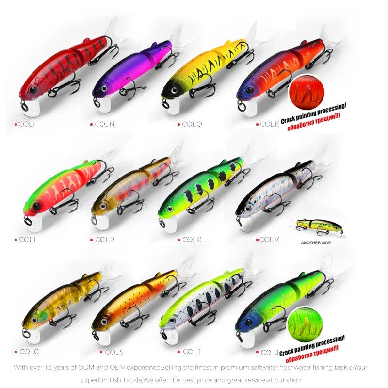 Bearking O-BK-JA1 Jointed Minnow fishing lures in various vibrant colors with lifelike design.