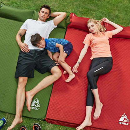 HEWOLF 2+1 spliced outdoor thick 5cm automatic inflatable cushion pad outdoor tent camping mats bed mattress 2 colors - Nex Fisher Hub