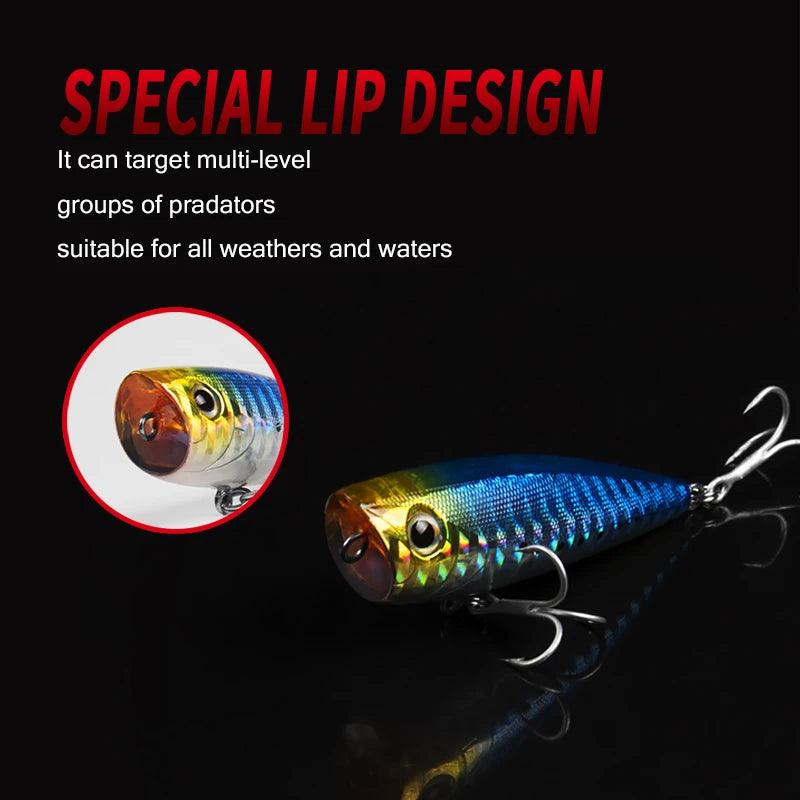 BearKing Popper Lures 60mm, 7.0g Wide Wave Motion - Nex Fisher Hub