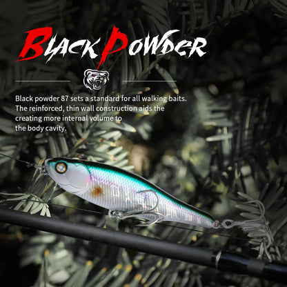 BEARKING BLACK POWDER Pencil Topwater Lure 87mm (3.43 inches) and 9.1g (0.32 ounces).: Professional Quality Walk-the-Dog Action