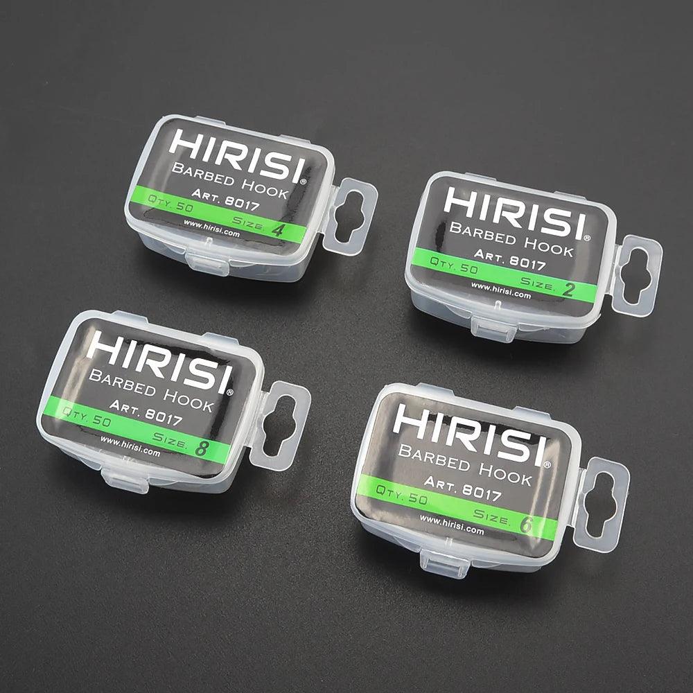 Hirisi 50 Pcs Carp Fishing Coating High Carbon Stainless Steel Barbed Hooks