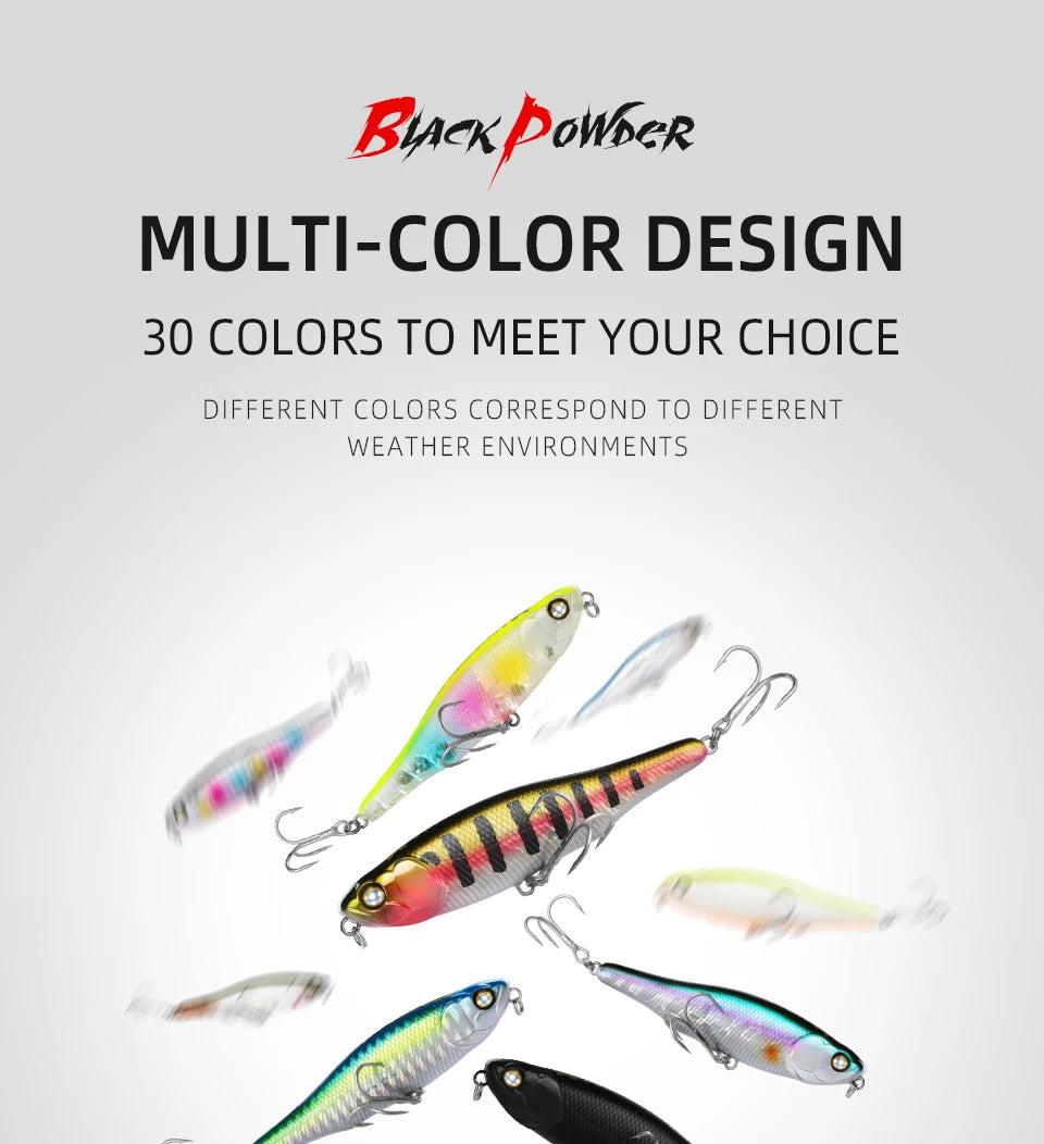 BEARKING BLACK POWDER Pencil Topwater Lure 87mm (3.43 inches) and 9.1g (0.32 ounces).: Professional Quality Walk-the-Dog Action