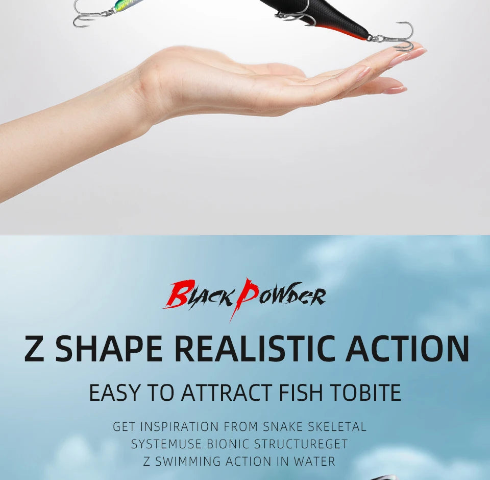 BEARKING BLACK POWDER Pencil Topwater Lure 87mm (3.43 inches) and 9.1g (0.32 ounces).: Professional Quality Walk-the-Dog Action