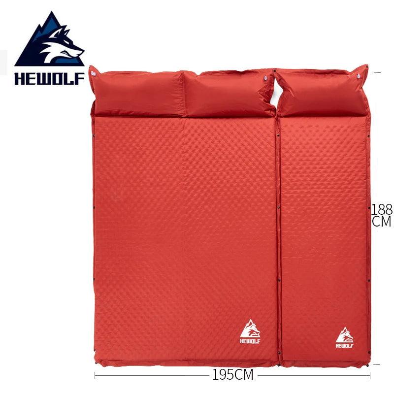 HEWOLF 2+1 spliced outdoor thick 5cm automatic inflatable cushion pad outdoor tent camping mats bed mattress 2 colors - Nex Fisher Hub