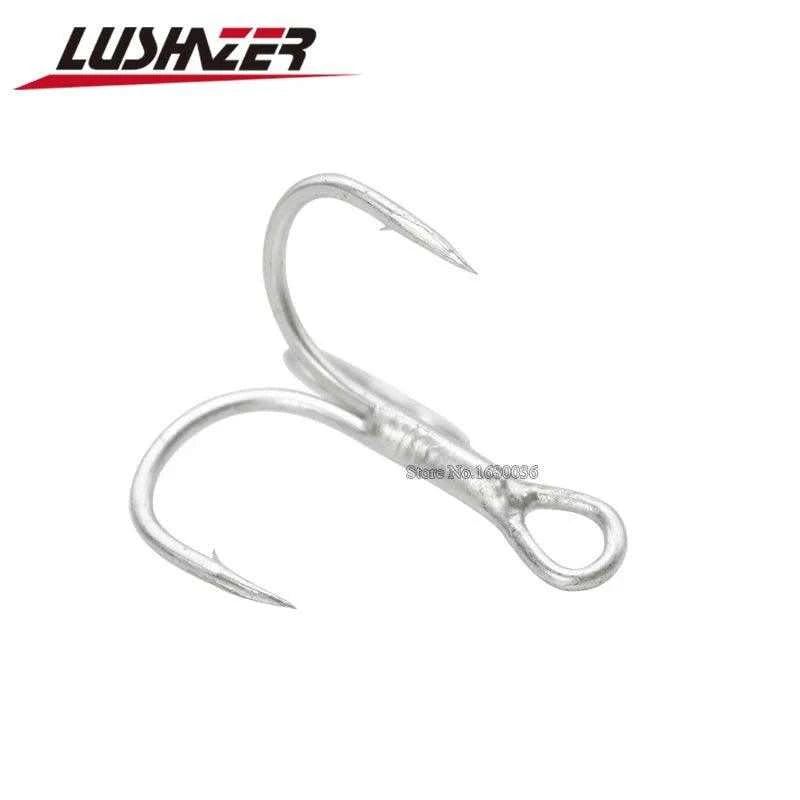 LUSHAZER ST41 blood trough treble fishing hook, carbon steel, barbed, 8pcs set.