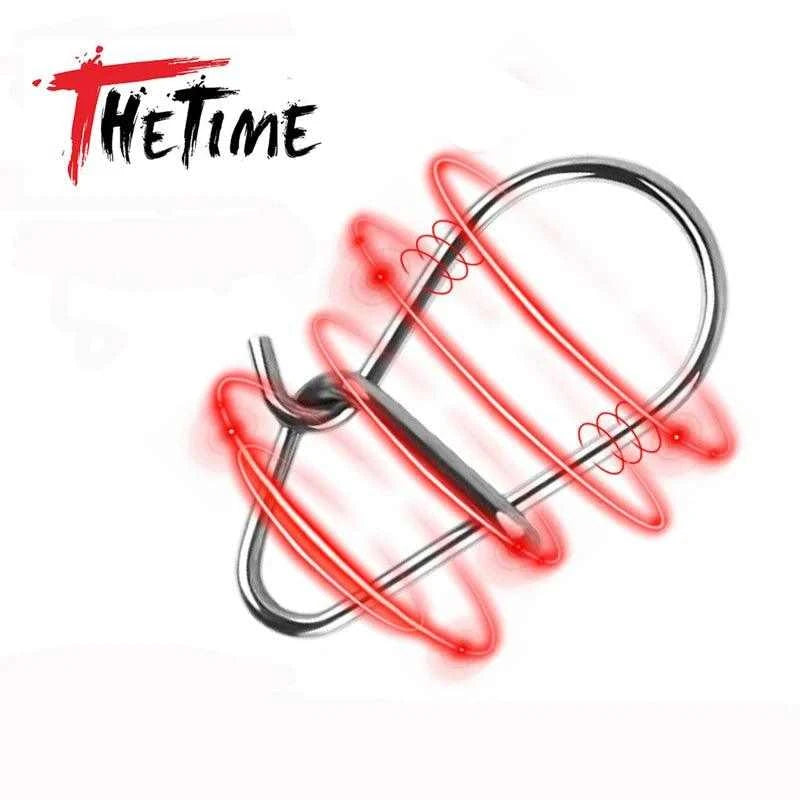 THETIME 100pcs Hooked Snap Pin Stainless Steel Fishing Barrel Swivel Safety Snaps Hook Lure Accessories Connector Snap Pesca - Nex Fisher Hub