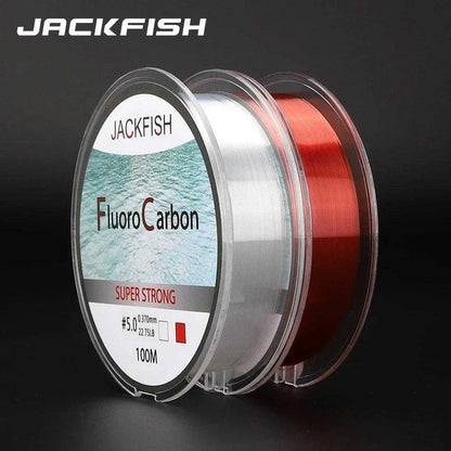 JACKFISH 100M Fluorocarbon Fishing Line  red/clear two colors 4-32LB Carbon Fiber Leader Line  fly fishing line pesca - Nex Fisher Hub