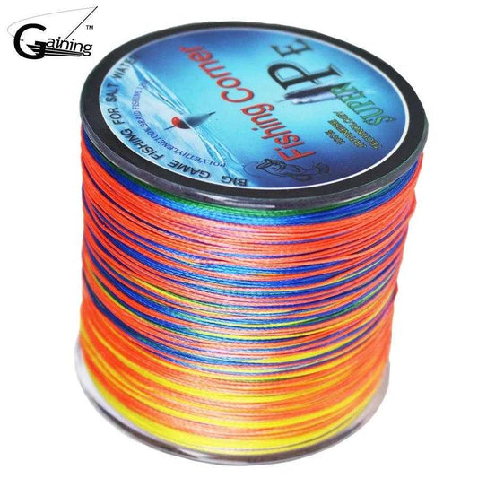 Braided fishing line 500m spooled, four strands, multi-color, PE braid, super strong, various weight capacities from Japan.