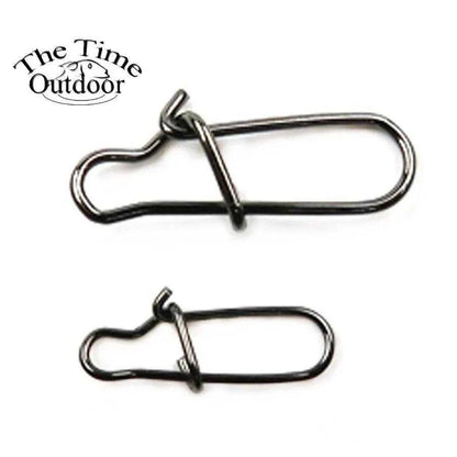 THETIME 100pcs Hooked Snap Pin Stainless Steel Fishing Barrel Swivel Safety Snaps Hook Lure Accessories Connector Snap Pesca - Nex Fisher Hub