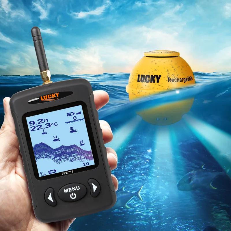 Russian menu! Russian Menu Wireless Sonar Portable Fish Finder Sensor Echo Sounder Alarm River Lake Sea Bed Live 135ft/45M - Nex Fisher Hub