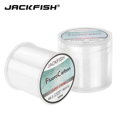 Jackfish Fluorocarbon Fishing Line 500 meters, durable and smooth with carbon coverage, ideal for long-distance casting.