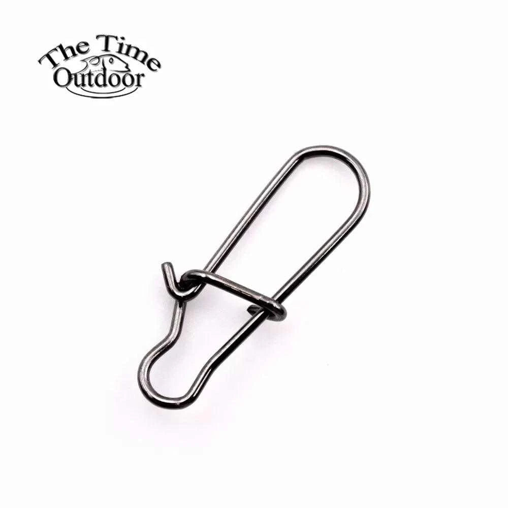 THETIME 100pcs Hooked Snap Pin Stainless Steel Fishing Barrel Swivel Safety Snaps Hook Lure Accessories Connector Snap Pesca - Nex Fisher Hub