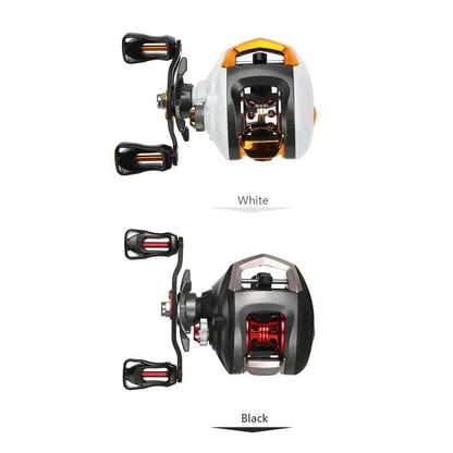 Lixada GT 6.3.1 Baitcast Reel in white and black options, featuring ergonomic handles and durable construction for freshwater fishing.