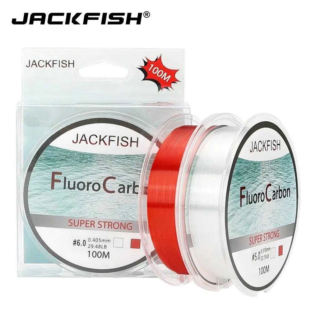 JACKFISH 100M Fluorocarbon Fishing Line  red/clear two colors 4-32LB Carbon Fiber Leader Line  fly fishing line pesca - Nex Fisher Hub