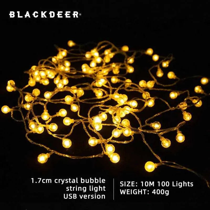 BLACKDEER Solar String Lights Led, 1.7cm crystal bubble design, 100-globe solar-powered outdoor lights.