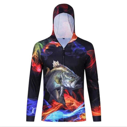 2021 Popular  Men's Fishing Jerseys With Zippered  Hooded Fishing Clothing  Colorful Quick-drying  Sun Protective Fishing Shirts - Nex Fisher Hub