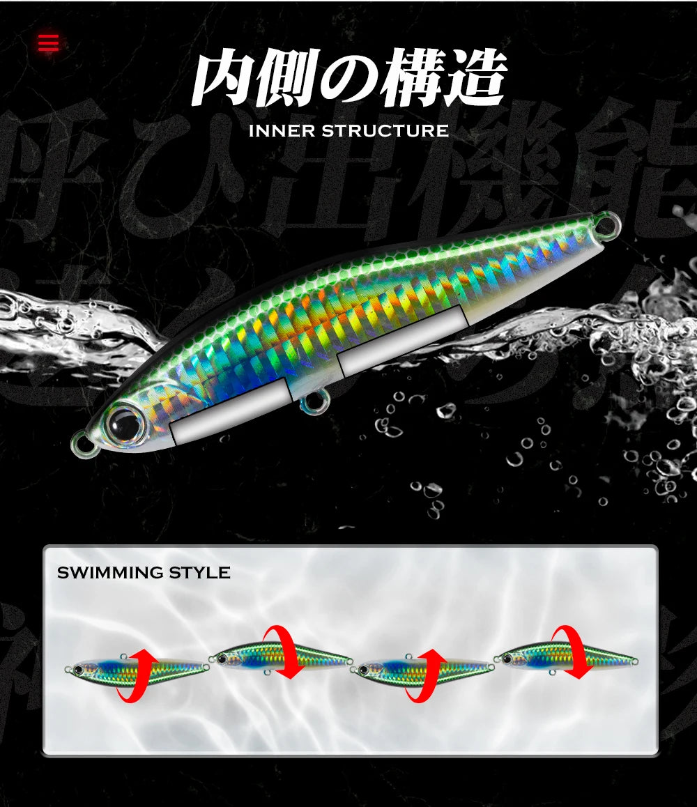 Hunthouse Sinking Lipless Pencil Fishing Lure 70mm/13.5g 95mm/24g Honey Trap