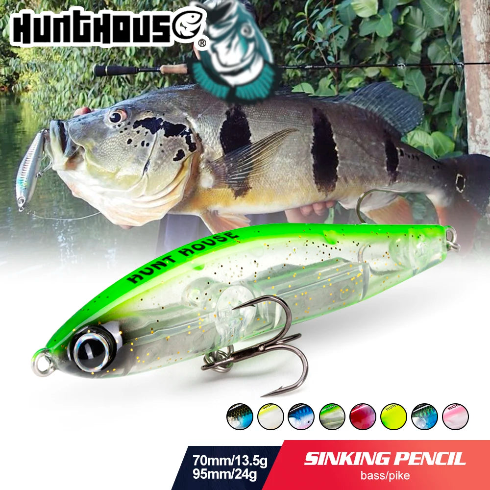 Hunthouse Sinking Lipless Pencil Fishing Lure 70mm/13.5g 95mm/24g Honey Trap