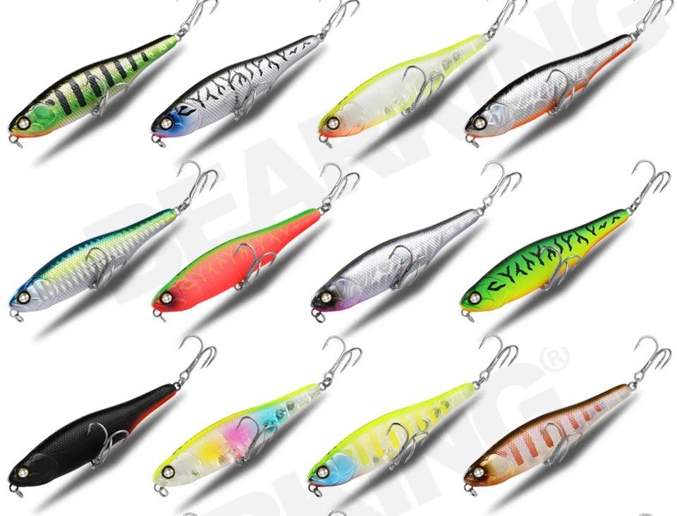 BEARKING BLACK POWDER Pencil Topwater Lure 87mm (3.43 inches) and 9.1g (0.32 ounces).: Professional Quality Walk-the-Dog Action