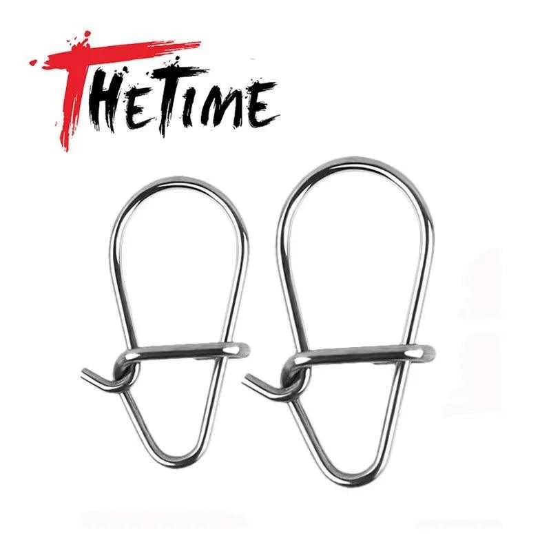 THETIME 100pcs Hooked Snap Pin Stainless Steel Fishing Barrel Swivel Safety Snaps Hook Lure Accessories Connector Snap Pesca - Nex Fisher Hub