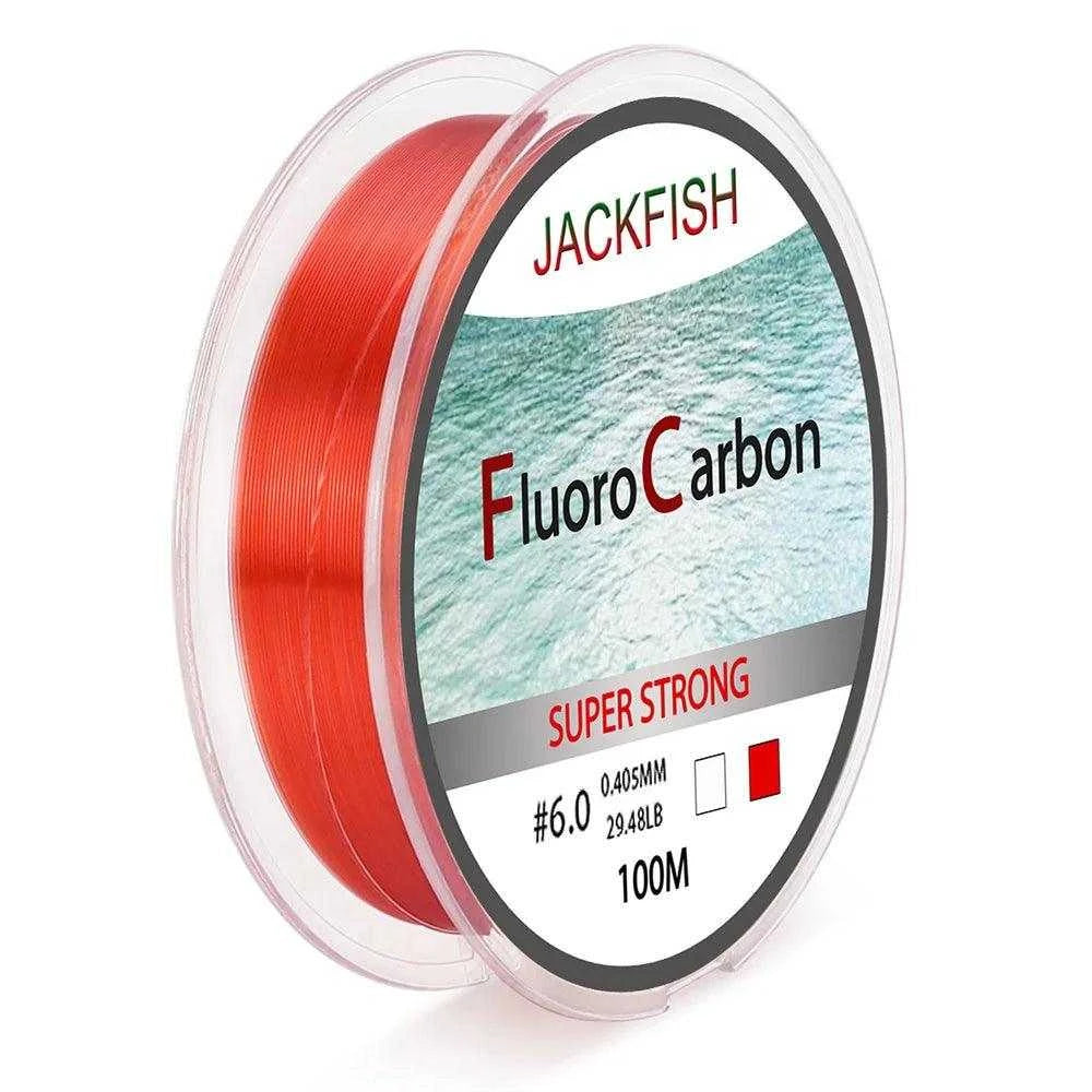 JACKFISH 100M Fluorocarbon Fishing Line  red/clear two colors 4-32LB Carbon Fiber Leader Line  fly fishing line pesca - Nex Fisher Hub