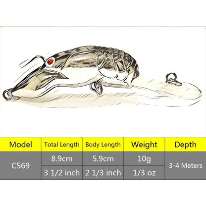 wLure Fishing Lures 10g 9cm Crawfish Insect Bait Deep Water Crankbait Tight Action in Water 2 #6 Treble Hooks C569