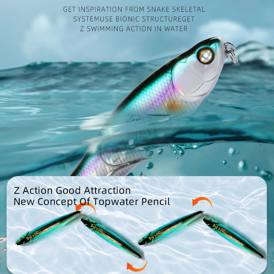 BEARKING BLACK POWDER Pencil Topwater Lure 87mm (3.43 inches) and 9.1g (0.32 ounces).: Professional Quality Walk-the-Dog Action